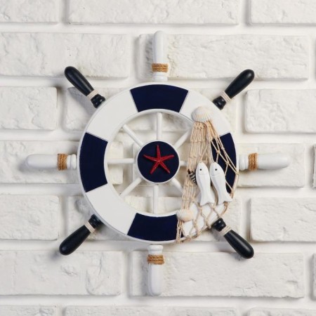 Interior decor "helm" on the wall, white-blue, 33 x 33 x 2 cm