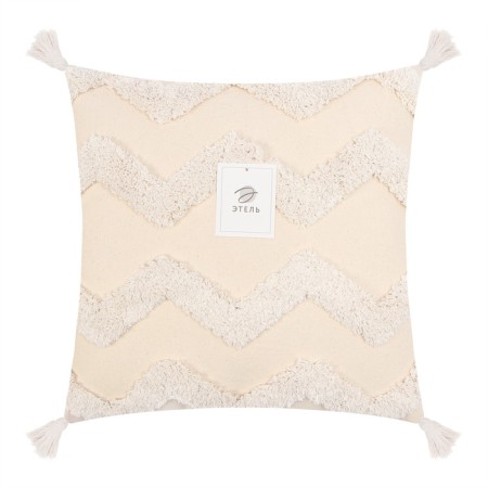 Decorative pillowcase "Ethel" BOHO, 45x45 cm, milk color, 100% cotton-5