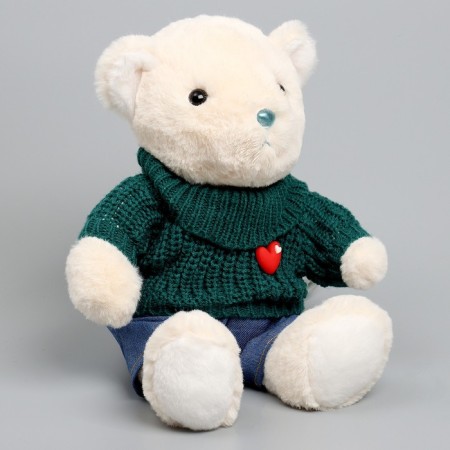 Soft toy "Little Friend", Bear in a green sweater-3