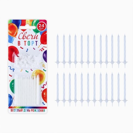 Candles for the cake, white, 24 pcs., 7 x 17 cm.-5