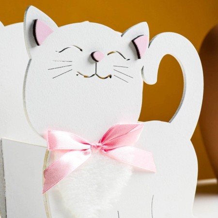 Kashpo wooden "cat" 14.5x7x18.5 cm white-4