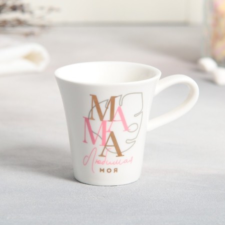 Tea couple ceramic "mother", a mug 100 ml, a saucer 15x14 cm, white color-2