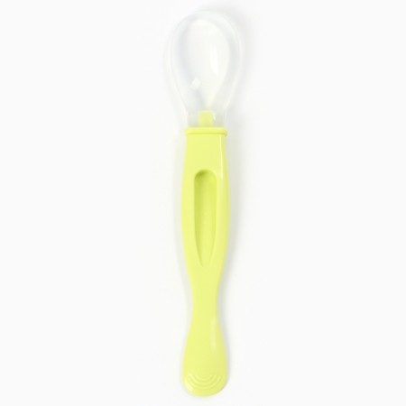 Spoon for children silicone for feeding, green color-4