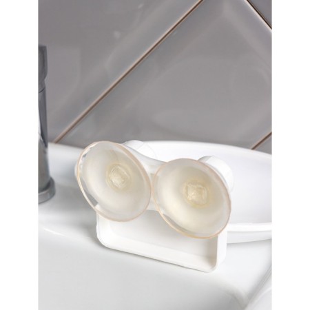 Soap dish on suction cups, plastic, 15 × 11 × 6.5 cm, white color-4