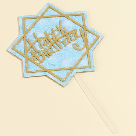 Topper "Happy Birthday" with sparkles, blue color-1