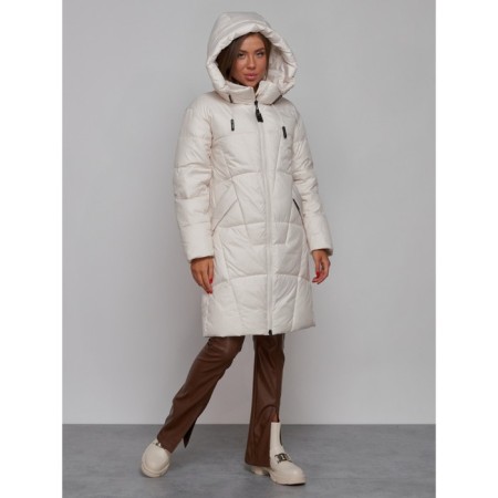 Coat insulated winter female, size 46, beige color-6
