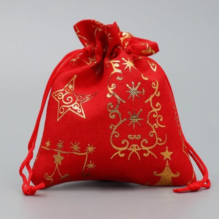 Bag Golder Pill "Golden Star", embossing, 10 x 12 cm +/- 1.5 cm, New Year