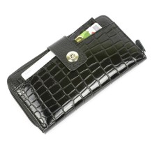 Кошелек на молнии с кардхолдером, 2отд. для купюр/1 для монет/12 для карт, цвет черный