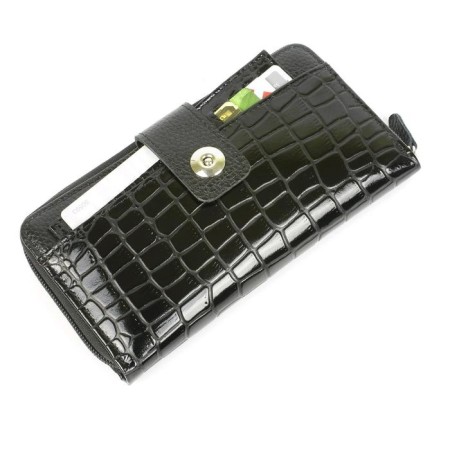 Lightning wallet with Cardholder, 2 PODD. for bills/1 for coins/12 for cards, black color
