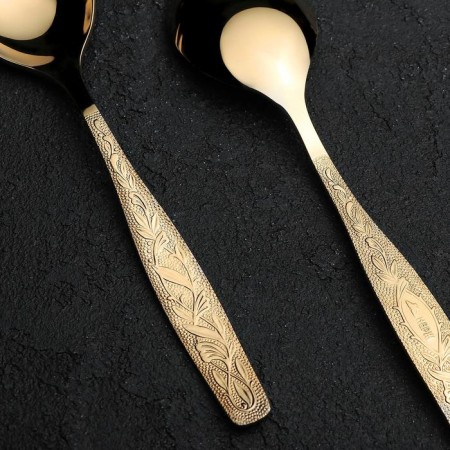 Dessert spoon "Uralochka", thickness 2 mm, gold color-1