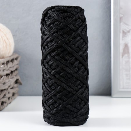 Knitting cord 100% polyester, width 4 mm 50m (black)
