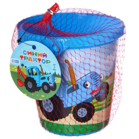 Bucket for playing sand, blue tractor, 1 l-4