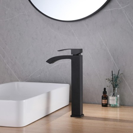 ABBER WASSERFALL AF8611B shell mixer, single -leaf, pour 160 mm, black-1