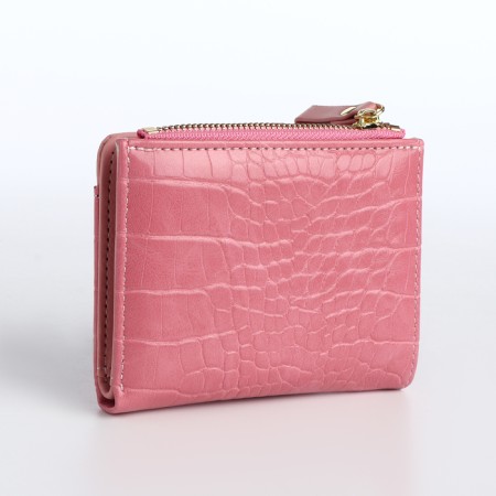 Women's wallet on the button, pink color-1