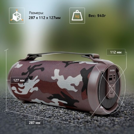 Column port. Digma D-PS1520 Camouflage/Camouflage 16W 1.0 BT 10M 1500MAH (SP1520C)-8
