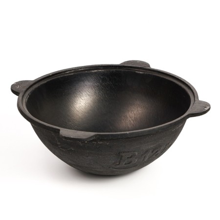 Cast iron cauldron, 12 l, round bottom, aluminum cover-1