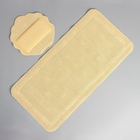 SPA-river for a bathtub with a pillow on the suction cups "Lotus", rug 89 × 44 cm, beige color-9