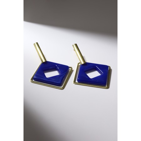Earrings Assorted "Illusion", blue color in gold-7