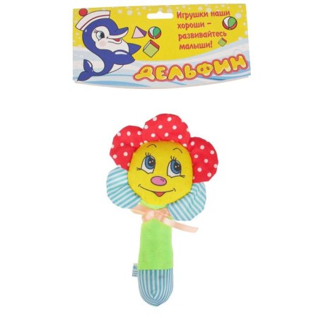 A rattle on the stick "Chamomile", color mix-10