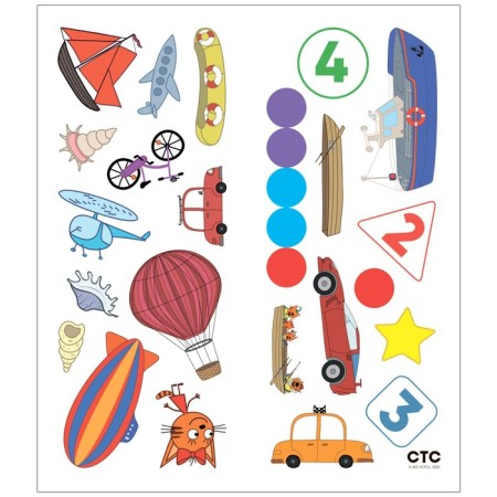 Three cats. Developing stickers. Transport-4