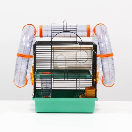 Mini cage for rodents, two -tier, with a shelf, house and a mix of labyrinths-1