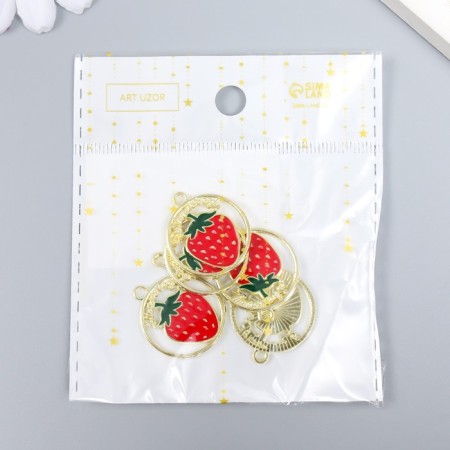 Decor for creativity Metal, enamel "Strawberry in a circle" 2.1x2.5 cm-3