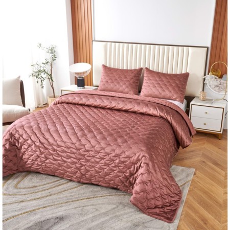 Kit: bedspread, pillowcase, size 240x260 cm, 50x70 cm - 2 pcs, color of Marsala-1