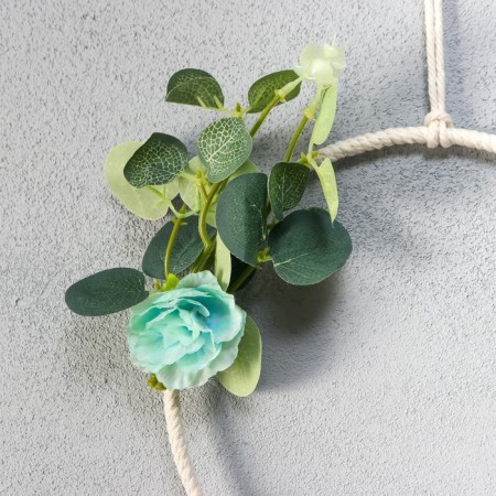 Panel wall -mounted macrame "Green Peony" 70x19 cm-1