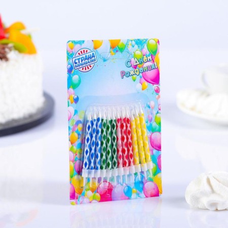 Candles for cake with stands, set 12 pcs, 6 cm-1
