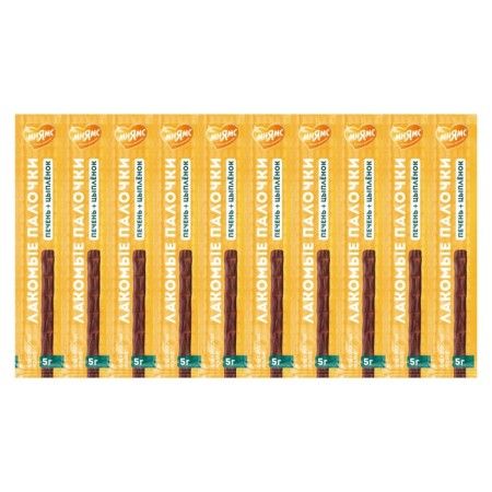 Tiddy sticks Mnyams for cats, with chicken and liver, 13.5 cm, 10 x 5 g
