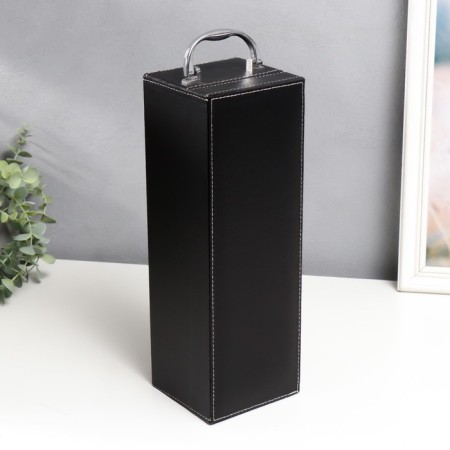 Casket wood, leatherette for a bottle "smooth leather" 3 objects 35x11x12 cm-6