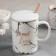 Ceramic mug with a lid and a spoon "Belluno", 450 ml, Mix drawing