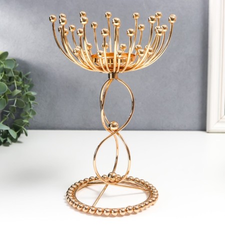 Summary Metal for 1 candle "Temporary loop with balls" gold 27x17x17 cm-3