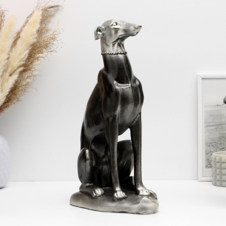 Figure "Dog Lord" silver, 35x25x15cm
