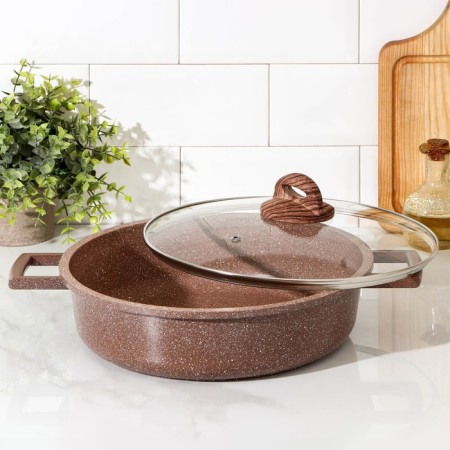 Brownie Frying Furder, D = 28 cm, Glass Cover, Castle Handles, Antivorestar Coating, Induction-1