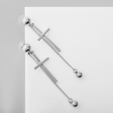 Hanging “Crosses” with beads, silver color