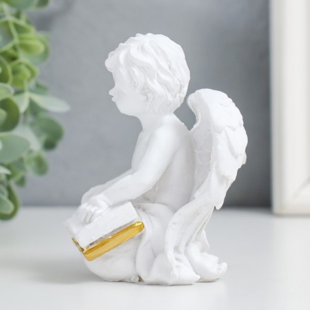 Polystone souvenir "Snowty Angel with a book" with gold MIX 9.5x7.5x6.5 cm-4