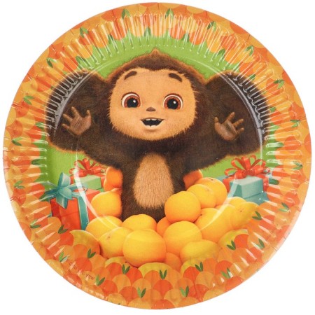 A set of paper utensils "Happy Birthday", for 6 people, Cheburashka-3