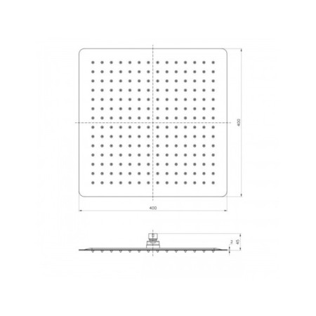 Shower watering can Lemark LM9489S, upper, square, 400 x 400 mm, 1 function, chrome-1