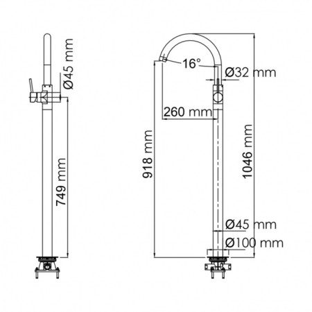 Wasserkraft Main 4153 sink mixer, single -row, floor, brass, chrome-3