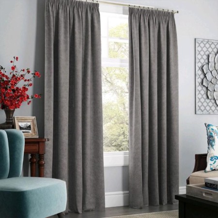 Set of curtains "Soft", size 145 x 270 cm - 2 pcs, grab - 2 pcs, gray