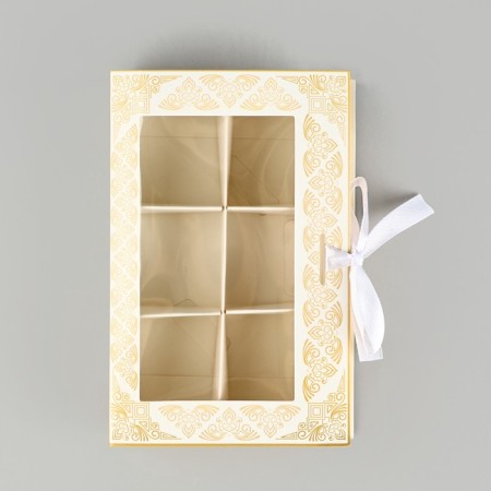 Box for 6 sweets with Eid Mubarak cells 14.8 x 9.5 x 3.5 cm-2