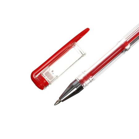Gel pen, 0.5 mm, red, transparent case-2