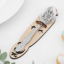A spoon is registered, tea, with an engraving 