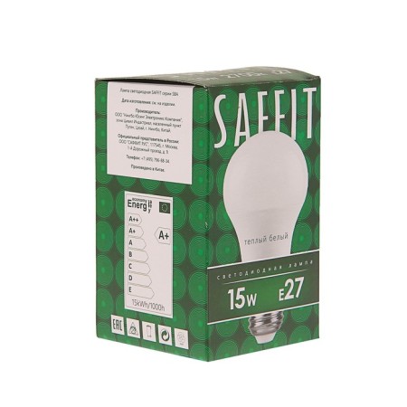 LED LED SAFFIT SBA6015, A60, E27, 15 W, 230 V, 2700 K, 1,500 lm, 220 °, 118x60 mm-2