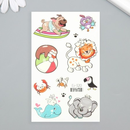 Tattoo on the body luminous "animals in the circus" 12x7.5 cm