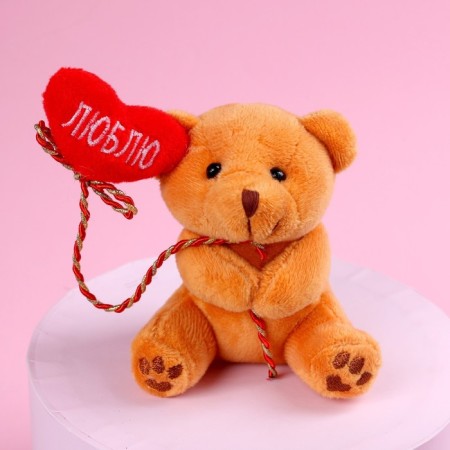 Set "I love", soft toy in a mug, bear, color mix-3