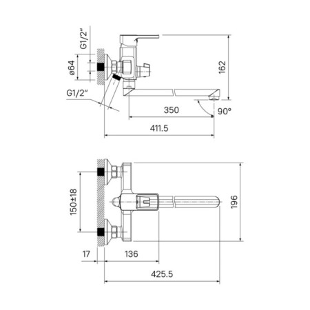 IDDIS BILD BILSB00I10WA bath mixer, long spout, chrome-13