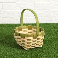 Wicker basket, green, 16.5 × 9.5 × 20 cm, veneer