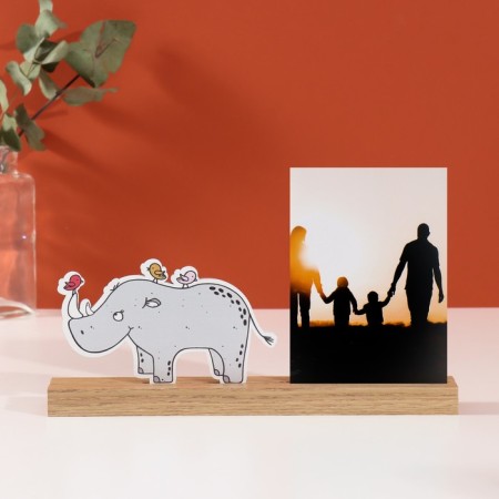 Photo frame wood, acrylic 10x15 cm "rhino with birds" 4x27.3x14 cm